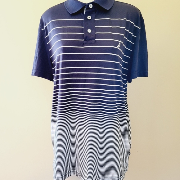 Nautica navy stripe performance polo - Picture 1 of 6